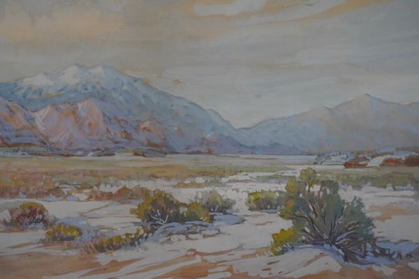 Charles Putnam Safford Snow on the Ground: Desert Landscape Oil on Board 1930s P3226