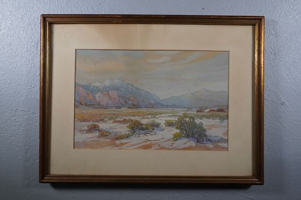 Charles Putnam Safford Snow on the Ground: Desert Landscape Oil on Board 1930s P3226