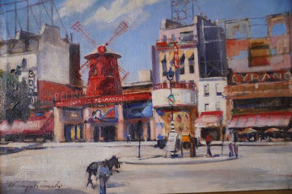 Moulin Rouge - Oil on Canvas 1940s-50s P3236