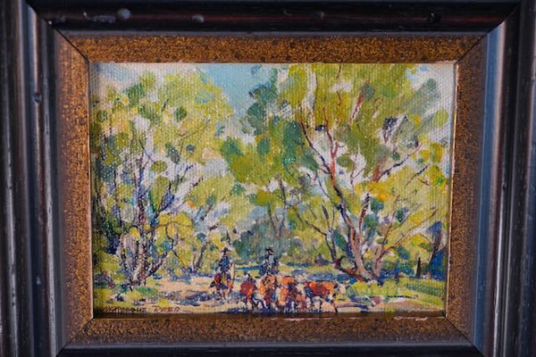 Marjorie Reed - Miniature Oil on Board - Cattlemen P3239