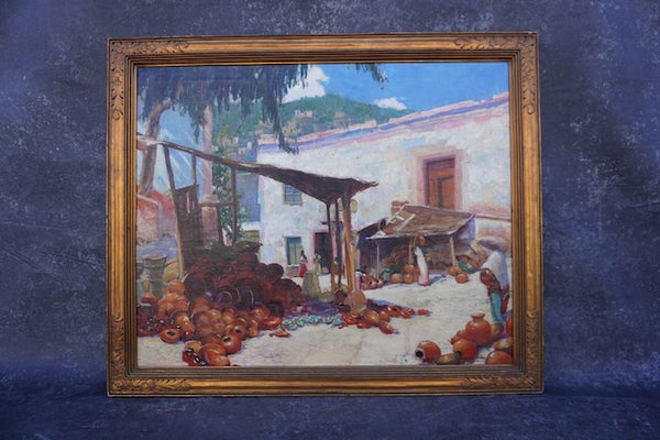 Charles Kilgore (1889-1979) Pottery Market, Mexico - Oil on Canvas 1938 P3250