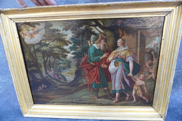 The Expulsion of Hagar and Ishmael - Allegorical Painting 17th Century Dutch Mannerist School  c 1680s P3262