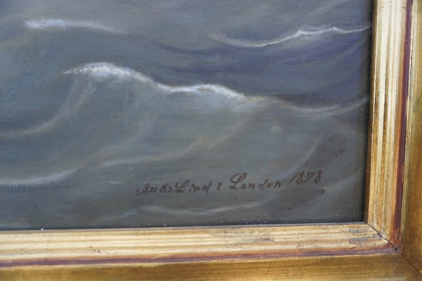 Andreas Gundersen Lind  (1815-1885)- The Schooner WESER 1878 Oil on Board P3282