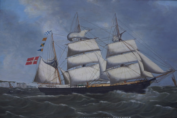 Andreas Gundersen Lind  (1815-1885)- The Schooner WESER 1878 Oil on Board P3282