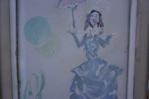 Paul Lucien Dessau (1909-1999) Lady with an Umbrella - Oil on Board P3285
