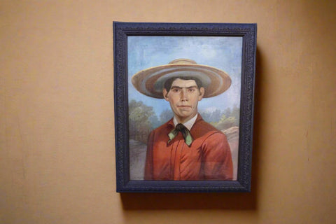 Andrés A. Hernandez -  Portrait of A Man in a Panocha - Oil on Canvas  1900 P3292