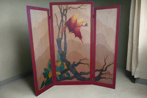 Lurabee - Parrot Painting on Tri-Fold Screen P3306