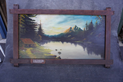 Deep Woods Lodge Painting in a Rustic Frame  P3307