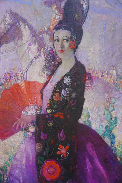 Allen Gilbert Cram (1886–1947) - The Queen of the Fiesta - Study in Mauve and Scarlet c 1925 P3311