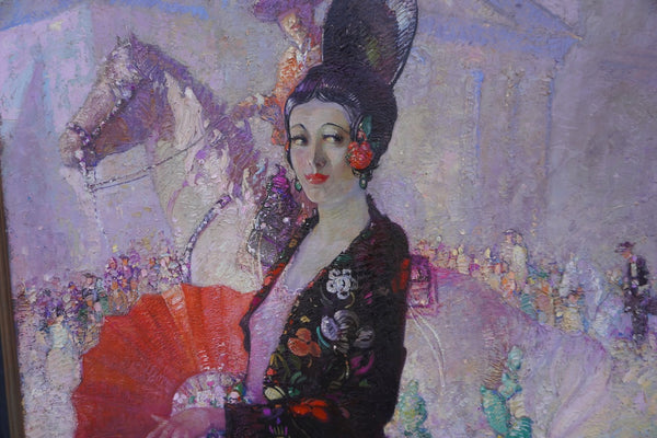 Allen Gilbert Cram (1886–1947) - The Queen of the Fiesta - Study in Mauve and Scarlet c 1925 P3311