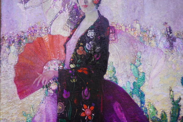 Allen Gilbert Cram (1886–1947) - The Queen of the Fiesta - Study in Mauve and Scarlet c 1925 P3311