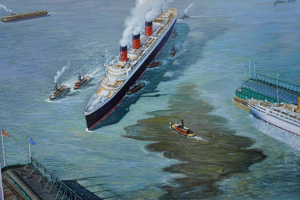 Richard Whorf (June 4, 1906 – December 14, 1966)  - The Queen Mary Steaming Into San Pedro Harbor, Long Beach c 1967 P3312