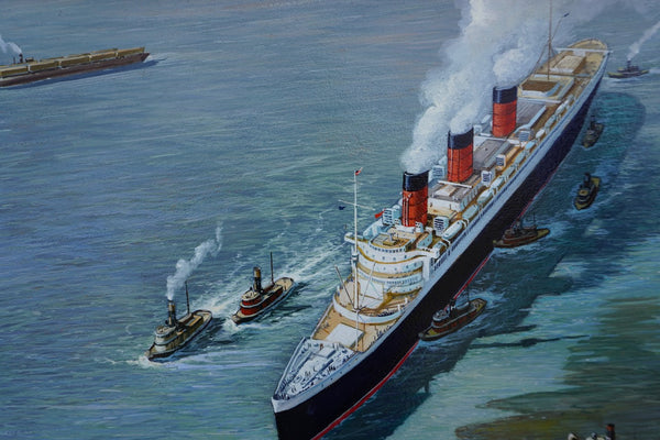 Richard Whorf (June 4, 1906 – December 14, 1966)  - The Queen Mary Steaming Into San Pedro Harbor, Long Beach c 1967 P3312