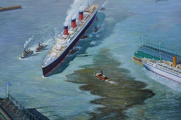 Richard Whorf (June 4, 1906 – December 14, 1966)  - The Queen Mary Steaming Into San Pedro Harbor, Long Beach c 1967 P3312