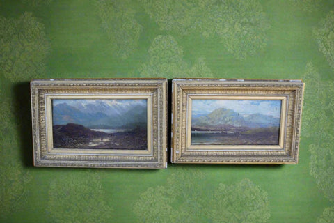 Colin R. Milne - Matched Pair of Miniature Scottish Landscapes 19th Century Oil on Board 1873 P3320