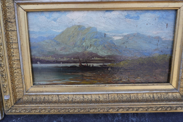 Colin R. Milne - Matched Pair of Miniature Scottish Landscapes 19th Century Oil on Board 1873 P3320