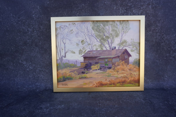 Sam Hyde Harris- California Cabin - Oil on Board c 1930s P3324