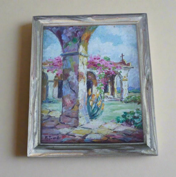 Melisse Jewell - Capistrano Mission - Oil on Board 1930s P3333