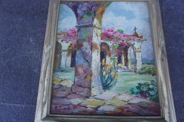 Melisse Jewell - Capistrano Mission - Oil on Board 1930s P3333