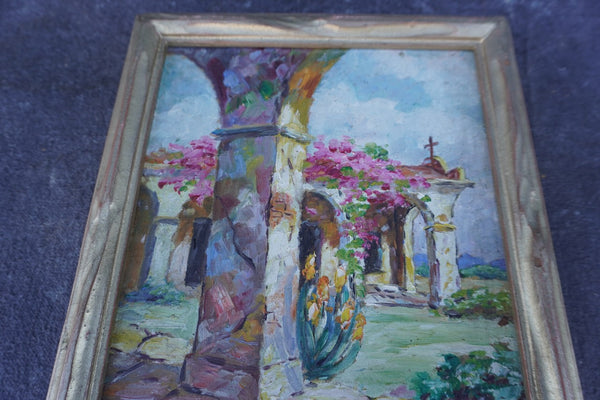 Melisse Jewell - Capistrano Mission - Oil on Board 1930s P3333