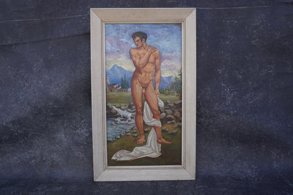 Classical Male Nude - Oil on Canvas 1930s P3336