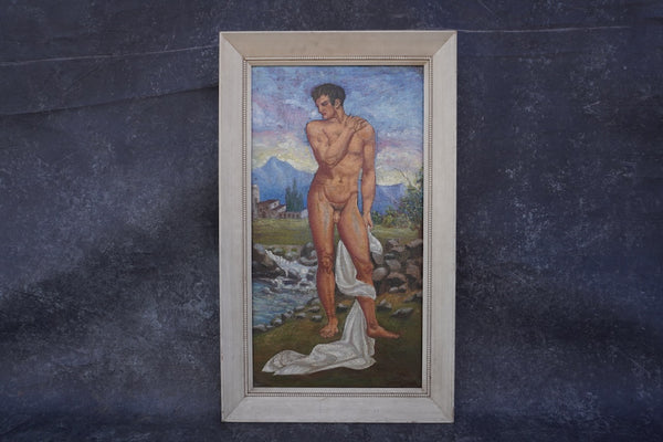 Classical Male Nude - Oil on Canvas 1930s P3336