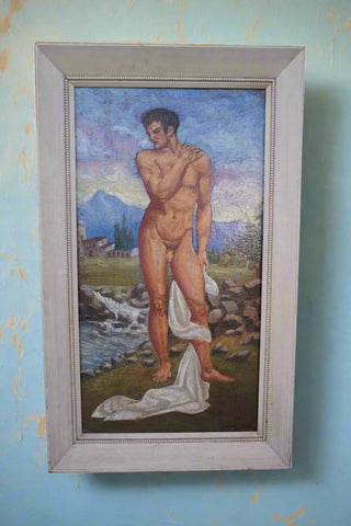 Classical Male Nude - Oil on Canvas 1930s P3336