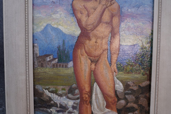 Classical Male Nude - Oil on Canvas 1930s P3336