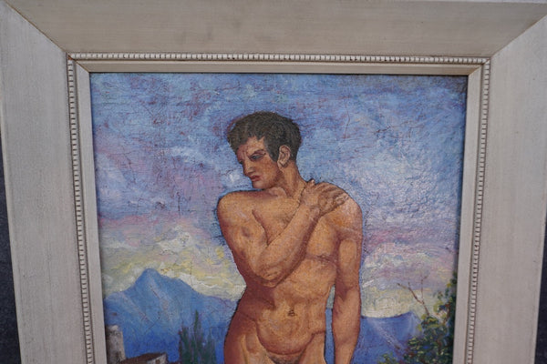 Classical Male Nude - Oil on Canvas 1930s P3336