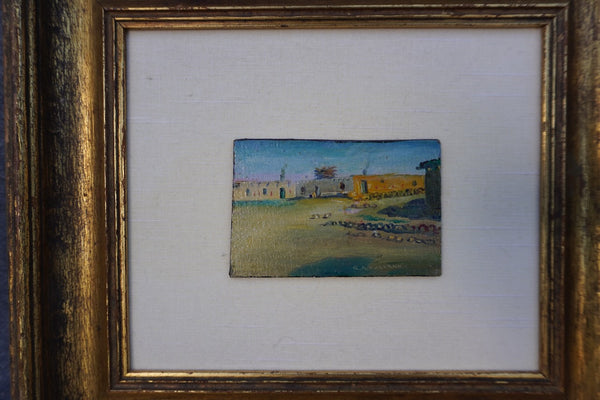 Jemez Indian Pueblo House, Elbridge Ayer Burbank, Framed Oil on Board P3366