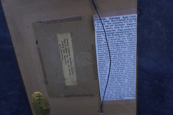 Jemez Indian Pueblo House, Elbridge Ayer Burbank, Framed Oil on Board P3366