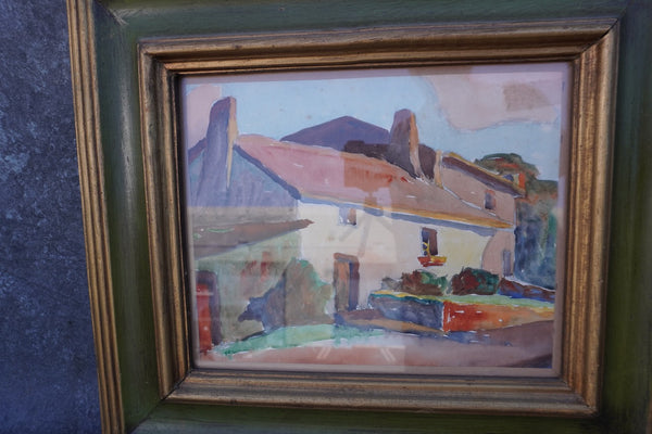 Adobe Houses Watercolor Study by Burton Shepard Boundey, Oil on Canvas P3367