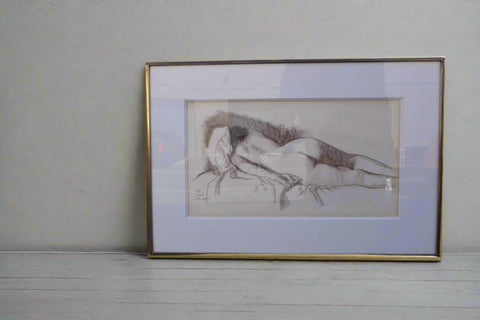 "Resting Figure #84" c.1945 by Maynard Dixon, Conté Crayon on Paper P3369