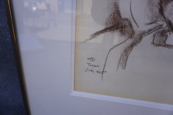 Resting Figure #84 c.1945 by Maynard Dixon, Conté Crayon on Paper P3369