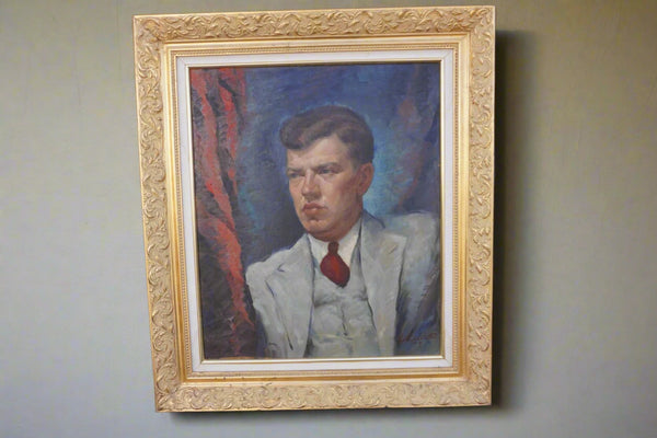 H. Stanford Barrett, Pouty Lip Man c.1941, Oil on Canvas P3370
