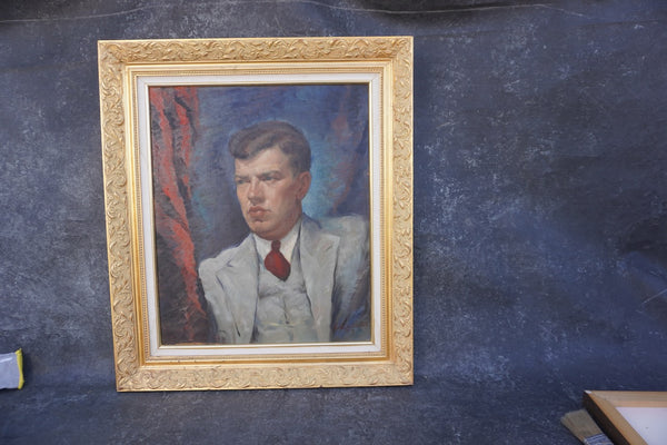 H. Stanford Barrett, Pouty Lip Man c.1941, Oil on Canvas P3370