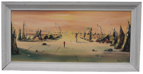 Surrealist Landscape, signed Morales c 1950 P3379
