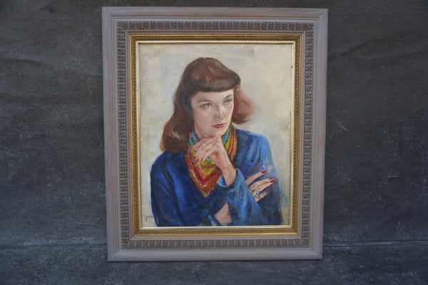Mina Pulsifer - Anne in a Blue Dress - Oil on Masonite c.1948 P3403