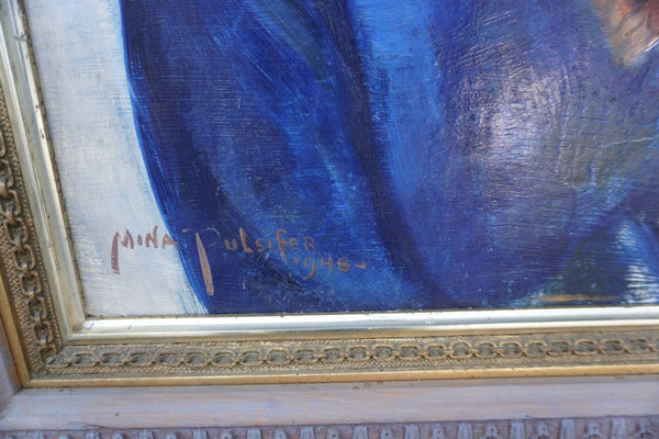 Mina Pulsifer - Anne in a Blue Dress - Oil on Masonite c.1948 P3403
