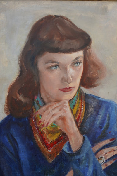 Mina Pulsifer - Anne in a Blue Dress - Oil on Masonite c.1948 P3403