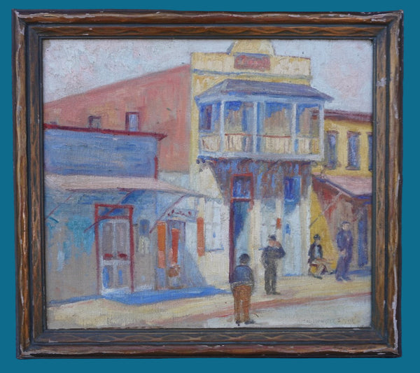 Hazel Brayton Shoven (1884-1969) - Streets of San Diego - Oil on Board 1920s P3412