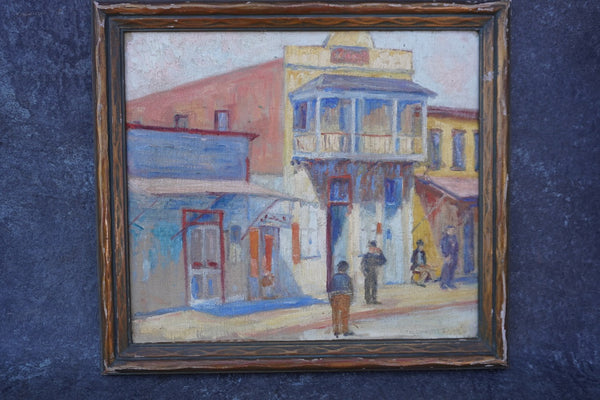 Hazel Brayton Shoven (1884-1969) - Streets of San Diego - Oil on Board 1920s P3412