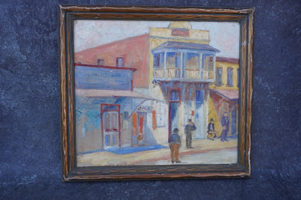 Hazel Brayton Shoven (1884-1969) - Streets of San Diego - Oil on Board 1920s P3412