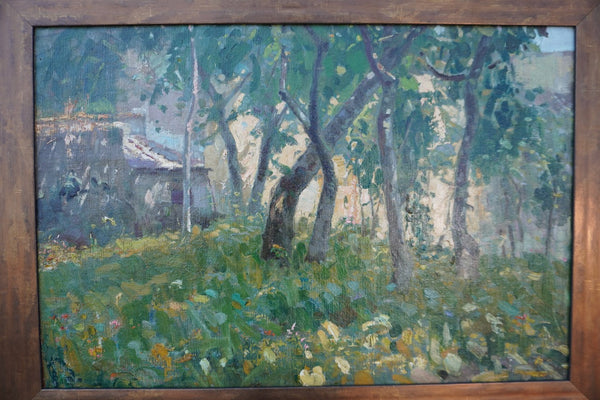 Impressionist Landscape - Oil on Board-Mounted Canvas c 1920 P3413