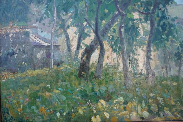 Impressionist Landscape - Oil on Board-Mounted Canvas c 1920 P3413