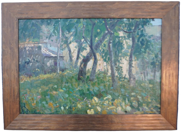 Impressionist Landscape - Oil on Board-Mounted Canvas c 1920 P3413