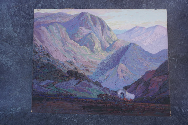 Fred Grayson Sayre (1879-1939) - The Covered Wagon, Oregon Trail - Serigraph 1923 P3416