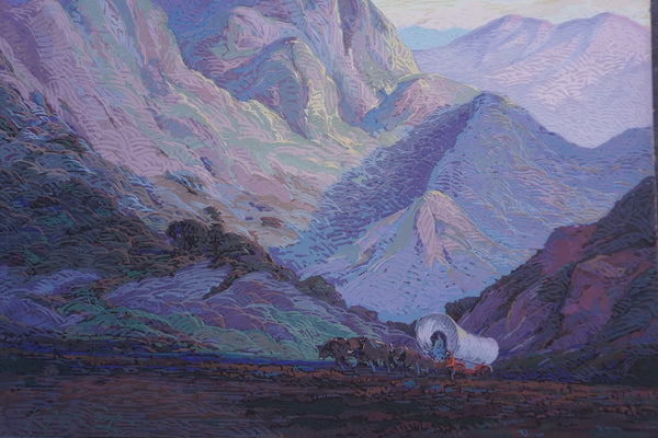 Fred Grayson Sayre (1879-1939) - The Covered Wagon, Oregon Trail - Serigraph 1923 P3416