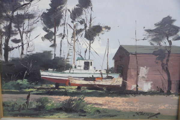 Boats at Nayo, Richard Irwin Kelsey, Oil on Canvas P3429