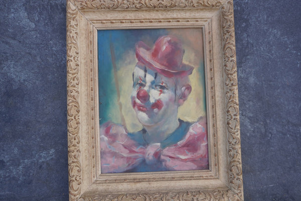 Portrait of a Clown, Oil on Board P3433